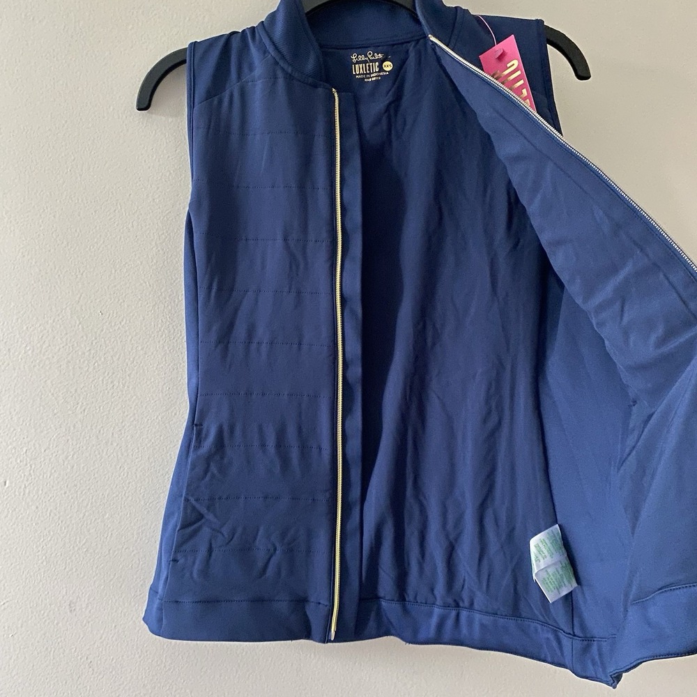 Lilly Pulitzer Luxletic Kimberline Hybrid Vest XXS Low Tide Navy NWT Flaw - Picture 9 of 15